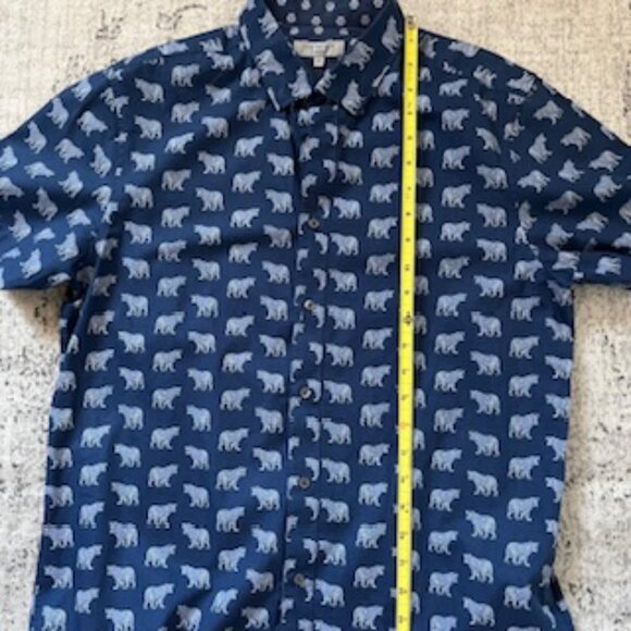 🧡3/15 Ted Baker Navy SS Geo Tiger Print Shirt Men's 4 - Picture 8 of 10